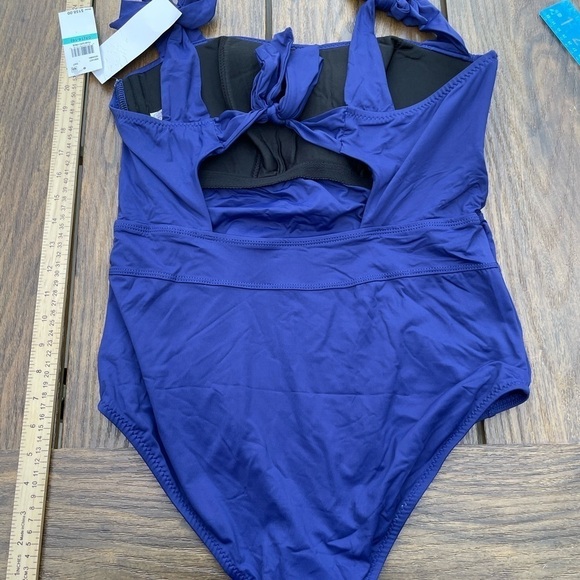 Becca ETC STARRY NIGHT BLUE Tie-Shoulder One Piece Swimsuit, US 0X(14-16) Macys - Picture 6 of 9
